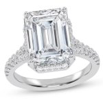 Now + Forever Lab-Grown Diamonds Emerald-Cut Halo Engagement Ring 5-1/2 ct tw 14K White Gold