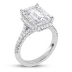 Now + Forever Lab-Grown Diamonds Emerald-Cut Halo Engagement Ring 5-1/2 ct tw 14K White Gold