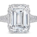 Now + Forever Lab-Grown Diamonds Emerald-Cut Halo Engagement Ring 5-1/2 ct tw 14K White Gold