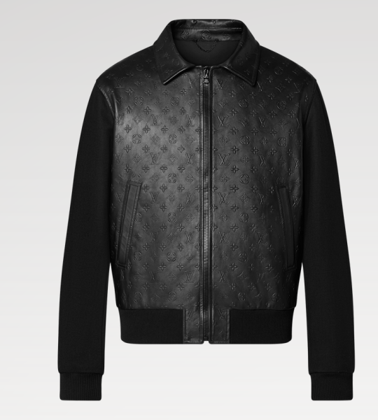 LVSE Embossed Monogram Mix Leather Blouson